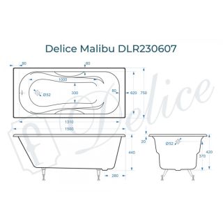 Ванна чугунная Delice Malibu DLR230607 170x75